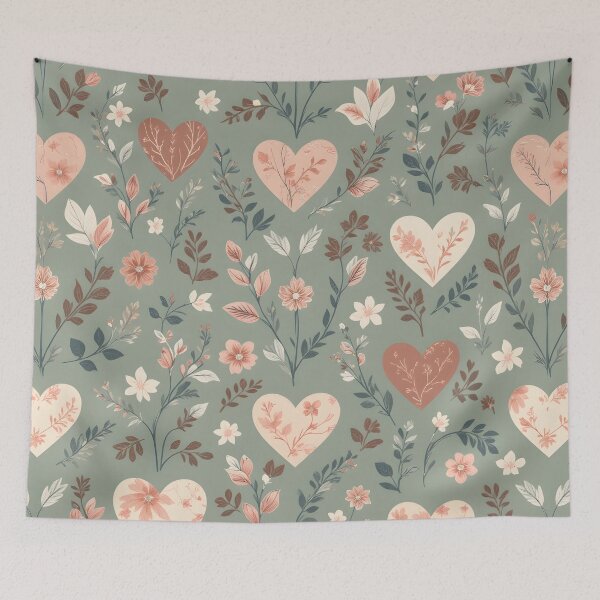Item preview, Botanical Hearts • Soft Romantic Floral Valentine Pattern • Seamless Nature-Inspired Design designed and sold by Amplify-n-Co.