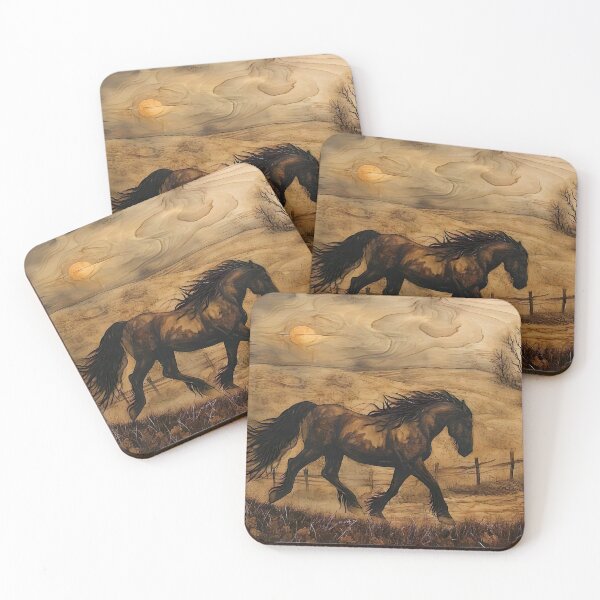 Item preview, Friesian Horse Pyrography Print, Rustic Farmhouse Wall Art designed and sold by SavageVision.