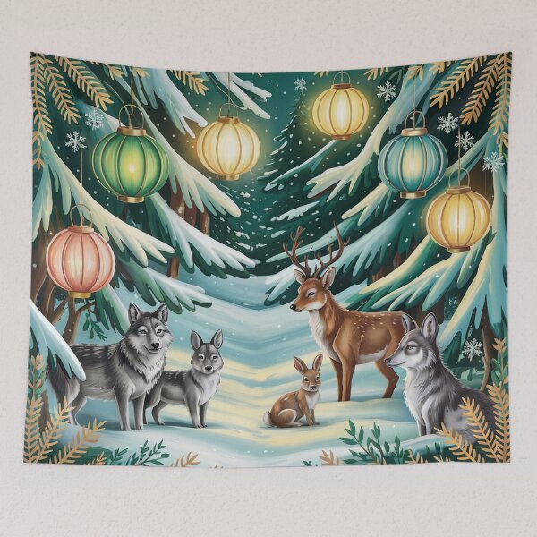 Item preview, Winter Woodland Gathering – Cozy Forest Animal Illustration designed and sold by SoftStyleStudio ⭐⭐⭐.