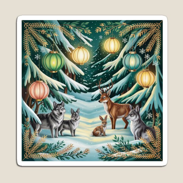 Item preview, Winter Woodland Gathering – Cozy Forest Animal Illustration designed and sold by SoftStyleStudio ⭐⭐⭐.