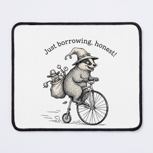 Item preview, Funny Badger Wizard Riding a Penny-Farthing - Just Borrowing, Honest! designed and sold by RectifyFashions.