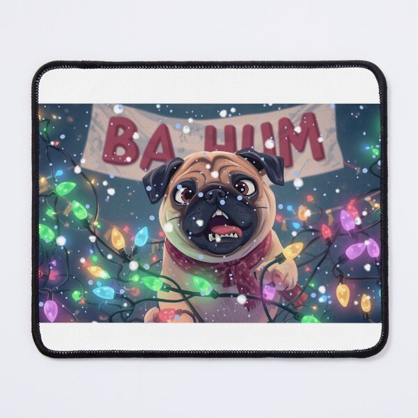 Item preview, “Funny Christmas Pug Shirt – Bah Hum pug with Lights” designed and sold by PugsRus.