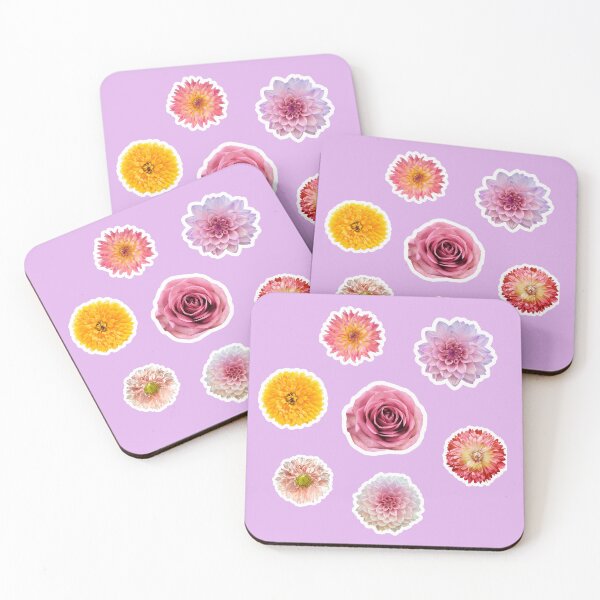 Item preview, Romantic Pink & Peach Bloom Collection - Rose & Dahlia Set designed and sold by Basma Designs | Retro, Kawaii Shirts & Stickers.
