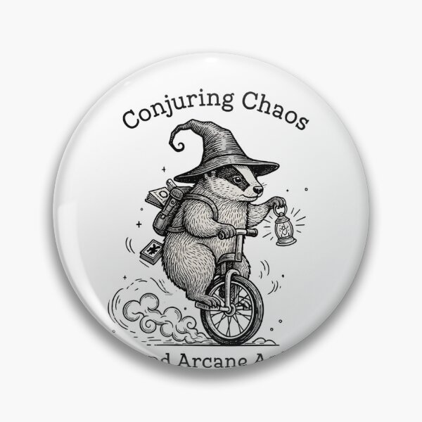 Item preview, Wizard Badger on Unicycle - Conjuring Chaos Vintage Illustration designed and sold by RectifyFashions.