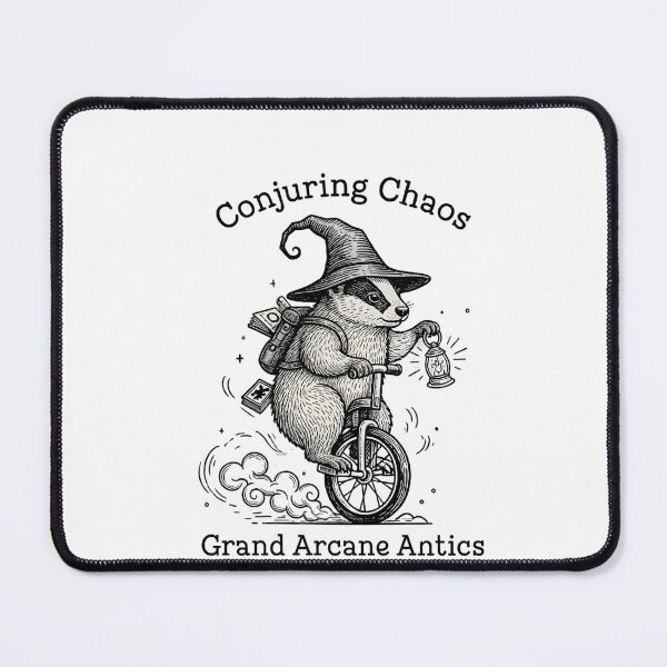 Item preview, Wizard Badger on Unicycle - Conjuring Chaos Vintage Illustration designed and sold by RectifyFashions.