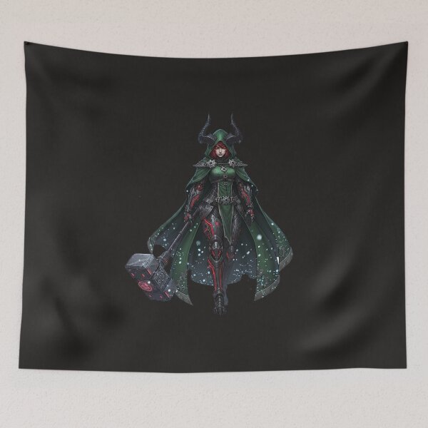 Item preview, Cyberpunk Demon Queen with War Hammer designed and sold by Thaivi Design.