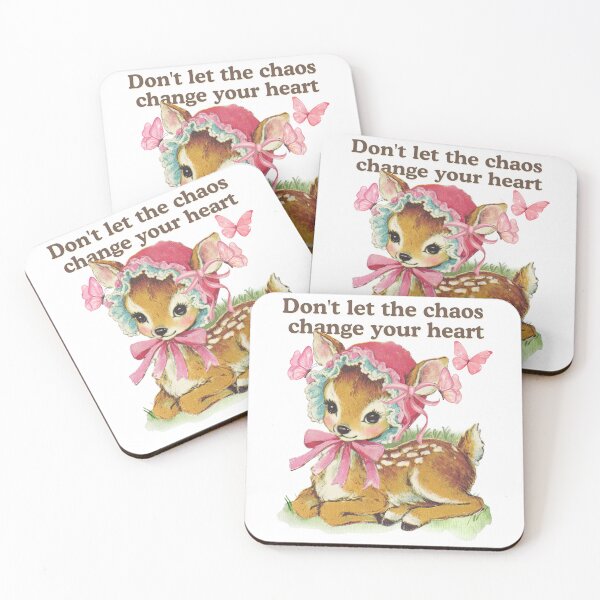 Item preview, Don’t Let the Chaos Change Your Heart – Vintage Deer Encouragement Illustration designed and sold by baucestudio.