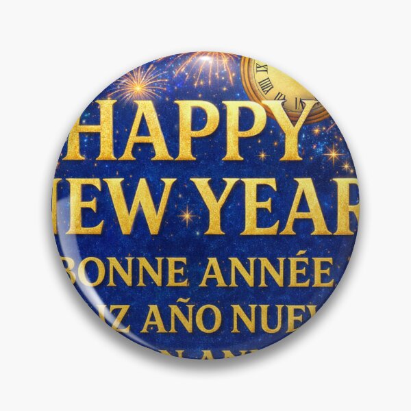 Item preview, Happy New Year Around the World – Bright Metallic Multilingual New Year's Eve Design Design designed and sold by Sybille-Yates.