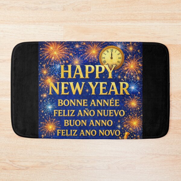 Item preview, Happy New Year Around the World – Bright Metallic Multilingual New Year's Eve Design Design designed and sold by Sybille-Yates.