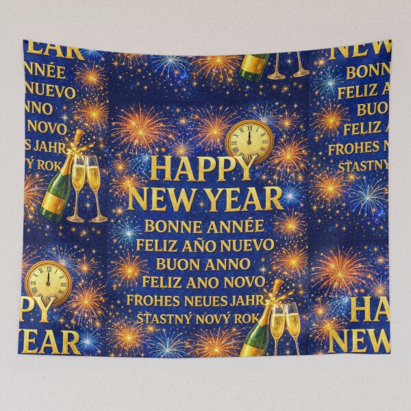 Item preview, Happy New Year Around the World – Bright Metallic Multilingual New Year's Eve Design Design designed and sold by Sybille-Yates.