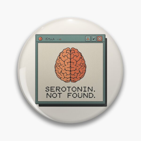 Artikelvorschau, Serotonin nicht gefunden – Retro Brain Fehleraufkleber entworfen und verkauft von mikasa.art.