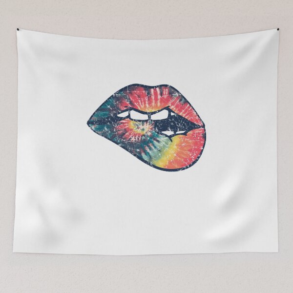 Item preview, Colorful Retro Tie Dye Biting Lips Graphic designed and sold by The secret storage room.