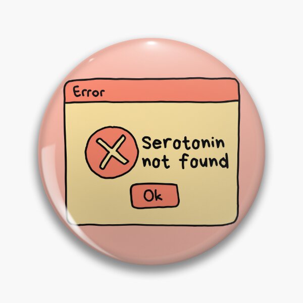 Artikelvorschau, Serotonin nicht gefunden – Retro Brain Fehleraufkleber entworfen und verkauft von mikasa.art.
