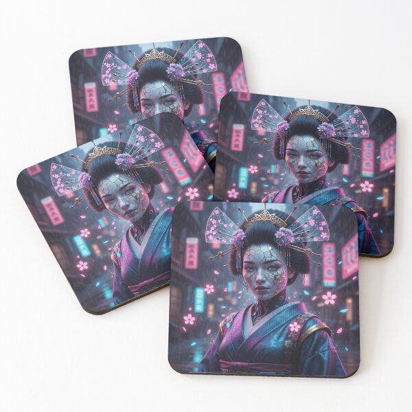 Item preview, Neon Blossom Cyber-Geisha: Porcelain & Circuitry designed and sold by KYOFRAME.
