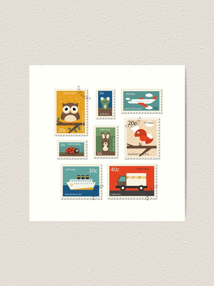Postage Stamps Sticker for Sale by BrambleBox