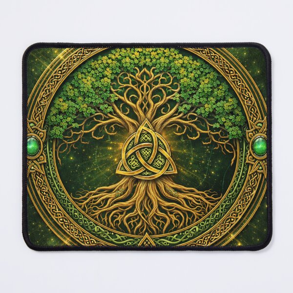 Item preview, Celtic Tree of Life with Knotwork – Sacred Green and Gold Design designed and sold by Sybille-Yates.