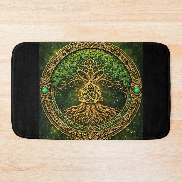 Item preview, Celtic Tree of Life with Knotwork – Sacred Green and Gold Design designed and sold by Sybille-Yates.