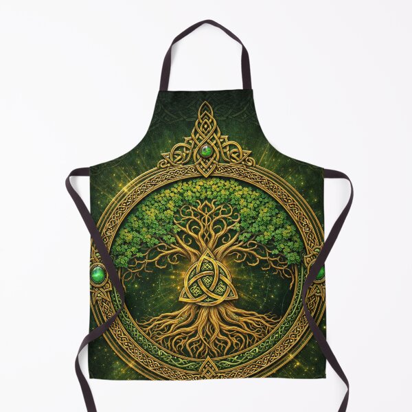 Item preview, Celtic Tree of Life with Knotwork – Sacred Green and Gold Design designed and sold by Sybille-Yates.