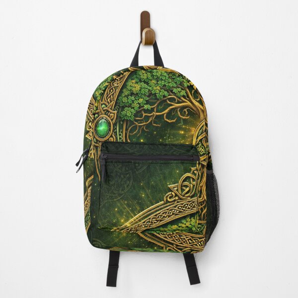 Item preview, Celtic Tree of Life with Knotwork – Sacred Green and Gold Design designed and sold by Sybille-Yates.