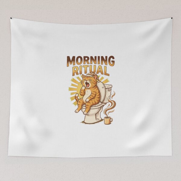 Item preview, Morning Ritual Funny Cat Bathroom Routine Humor designed and sold by Quillway.