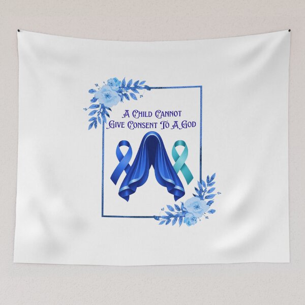 Item preview, Feminist Mary - Survivor Awareness Ribbons -  Blue Teal designed and sold by EvergreenRevolt.