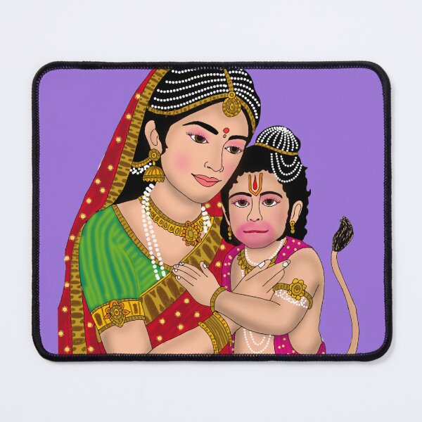 Item preview, Lord Hanuman With His Mother (Anjana) Design – Powerful Hindu Monkey God Artwork designed and sold by Harshit_Digital_Arts.