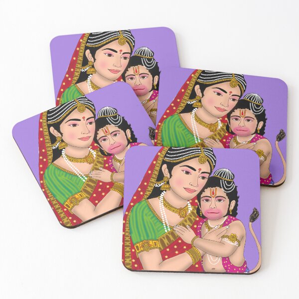 Item preview, Lord Hanuman With His Mother (Anjana) Design – Powerful Hindu Monkey God Artwork designed and sold by Harshit_Digital_Arts.