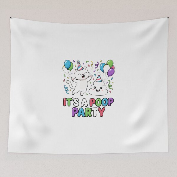 Item preview, It's A Poop Party Funny Cat Celebration Humor designed and sold by Quillway.