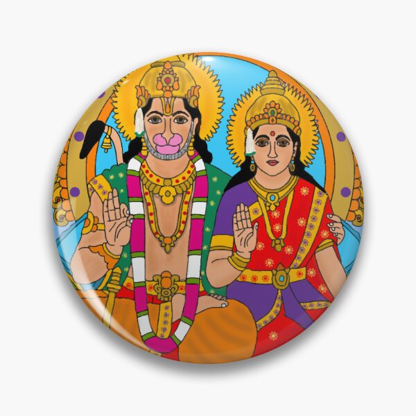 Item preview, Lord Hanuman With His Wife (Suvarchala) Design – Powerful Hindu Monkey God Artwork designed and sold by Harshit_Digital_Arts.