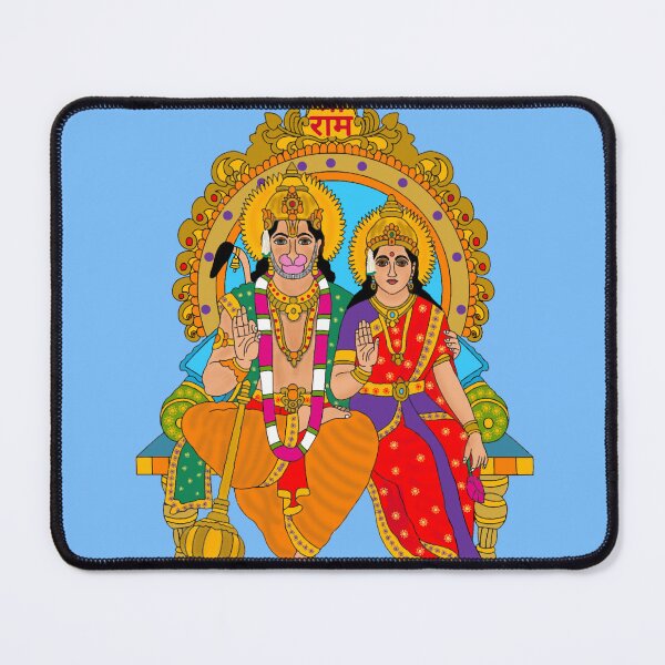 Item preview, Lord Hanuman With His Wife (Suvarchala) Design – Powerful Hindu Monkey God Artwork designed and sold by Harshit_Digital_Arts.