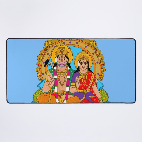 Item preview, Lord Hanuman With His Wife (Suvarchala) Design – Powerful Hindu Monkey God Artwork designed and sold by Harshit_Digital_Arts.
