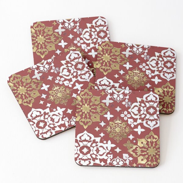 Item preview, Red and Gold Ornamental Floral Damask Pattern designed and sold by SassyArtistry.