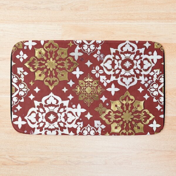 Item preview, Red and Gold Ornamental Floral Damask Pattern designed and sold by SassyArtistry.
