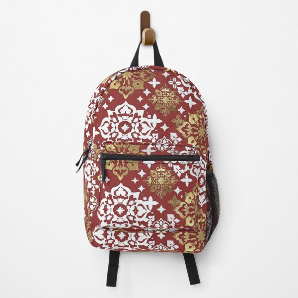 Item preview, Red and Gold Ornamental Floral Damask Pattern designed and sold by SassyArtistry.