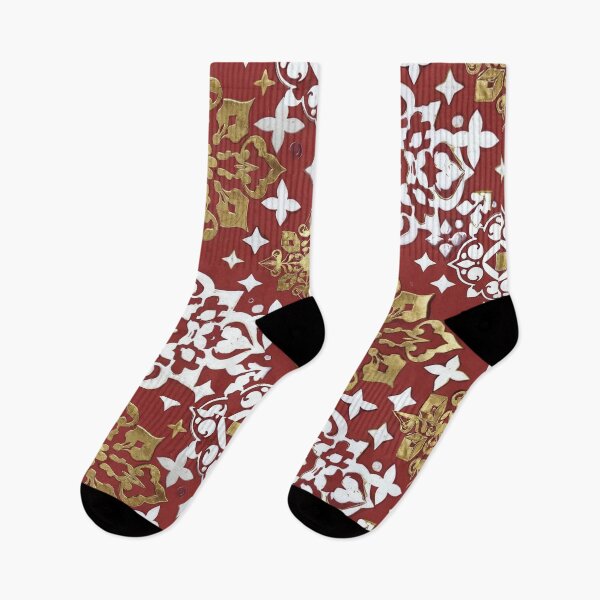 Item preview, Red and Gold Ornamental Floral Damask Pattern designed and sold by SassyArtistry.