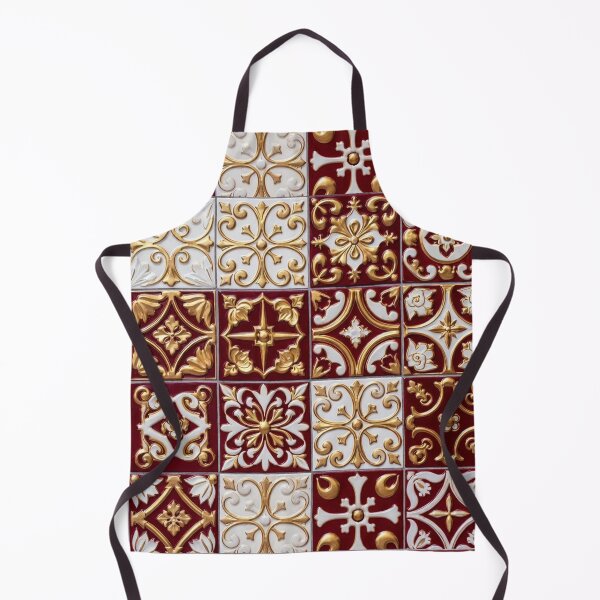 Item preview, Red and Gold Ornamental Tile Pattern designed and sold by SassyArtistry.