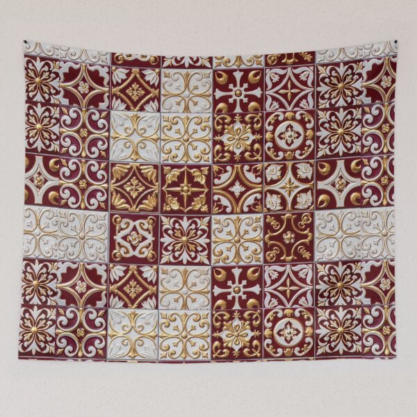 Item preview, Red and Gold Ornamental Tile Pattern designed and sold by SassyArtistry.