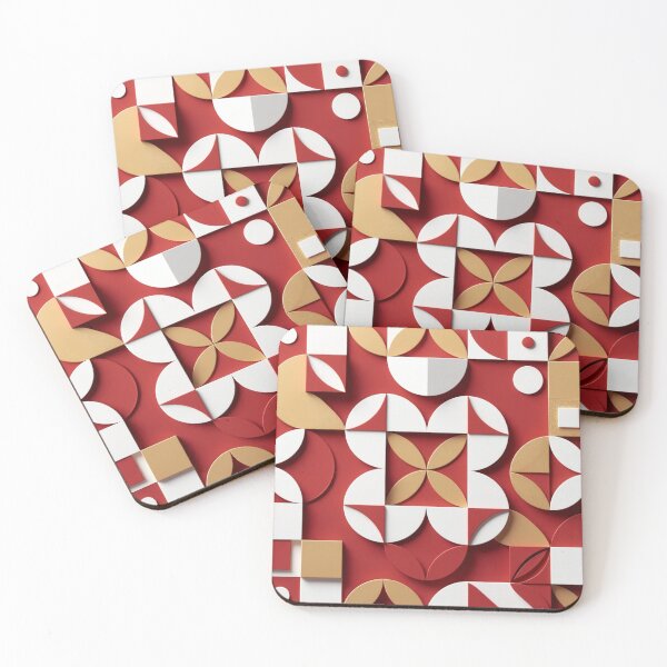Item preview, Red Gold Geometric Abstract Pattern Background designed and sold by SassyArtistry.