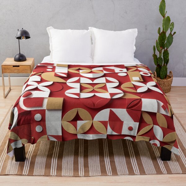 Item preview, Red Gold Geometric Abstract Pattern Background designed and sold by SassyArtistry.