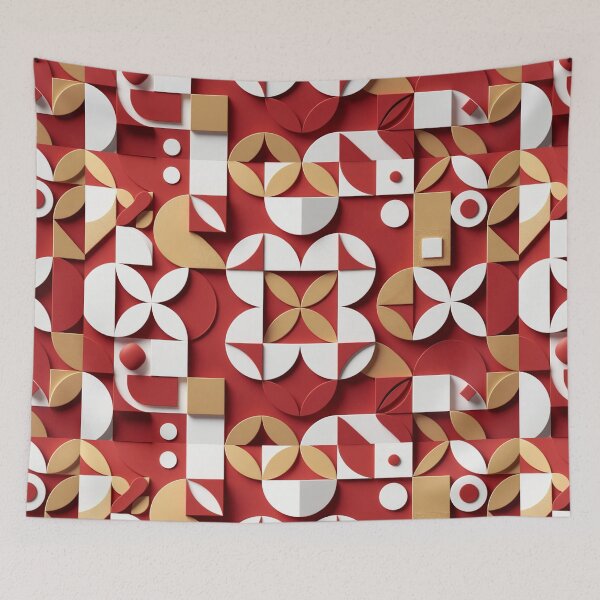 Item preview, Red Gold Geometric Abstract Pattern Background designed and sold by SassyArtistry.