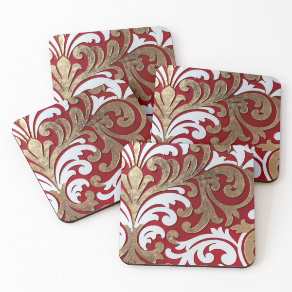 Artikelvorschau, Rotgoldenes barockes Blumenornamentmuster entworfen und verkauft von SassyArtistry.