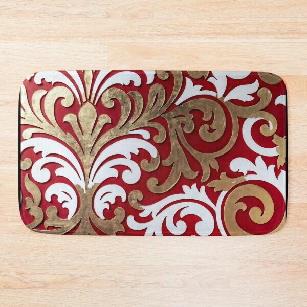 Item preview, Red Gold Baroque Floral Ornament Pattern designed and sold by SassyArtistry.