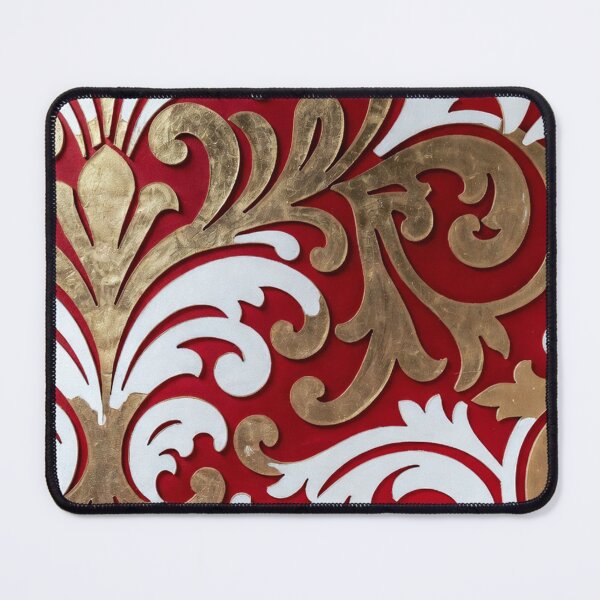 Item preview, Red Gold Baroque Floral Ornament Pattern designed and sold by SassyArtistry.