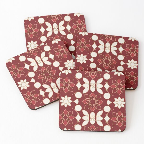 Item preview, Red Gold Floral Geometric Pattern designed and sold by SassyArtistry.