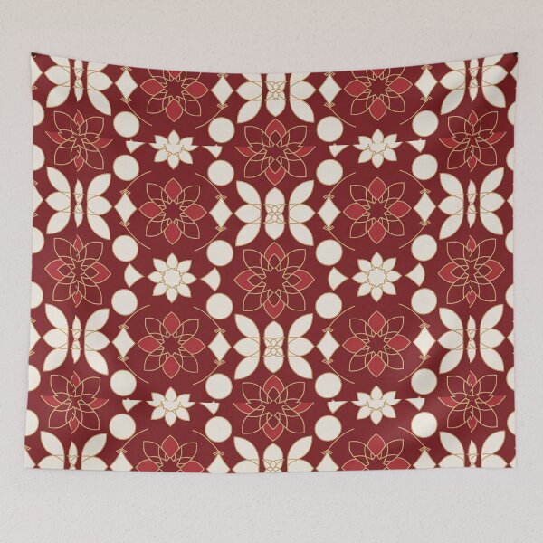 Item preview, Red Gold Floral Geometric Pattern designed and sold by SassyArtistry.