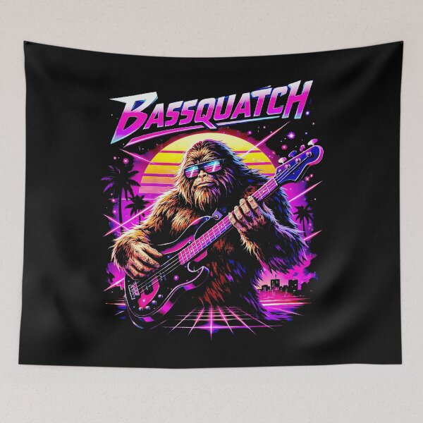 Item preview, Bassquatch Synthwave Bigfoot Bass Guitar Sasquatch designed and sold by gelenwakulau.