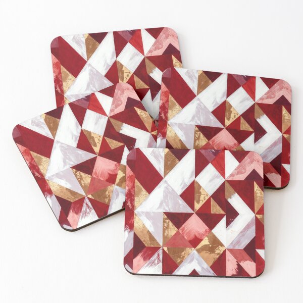 Item preview, Red White Gold Geometric Triangles designed and sold by SassyArtistry.