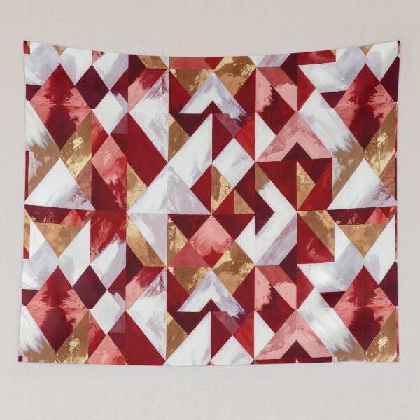 Item preview, Red White Gold Geometric Triangles designed and sold by SassyArtistry.