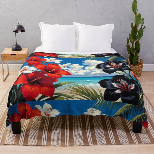 Item preview, Tropical Hibiscus Flowers Beach Ocean designed and sold by SassyArtistry.