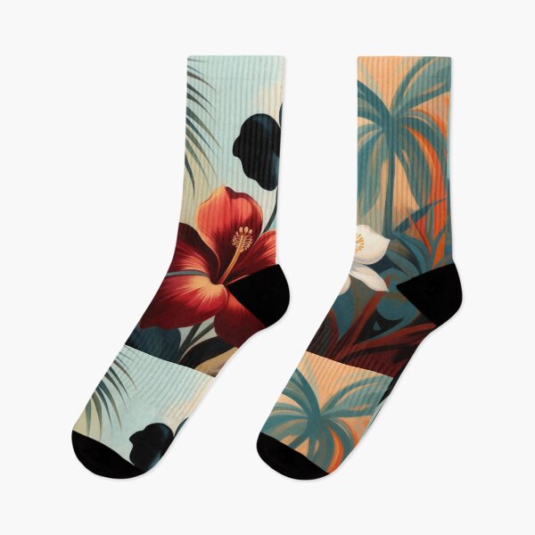 Item preview, Tropical Hibiscus Flowers Palm Leaves designed and sold by SassyArtistry.